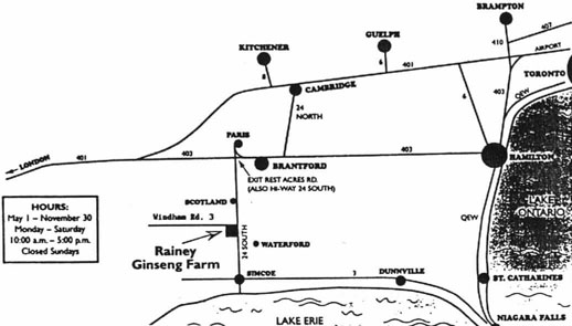 Map of Rainey Ginseng Farms